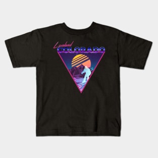 Retro Vaporwave Ski Mountain | Loveland Colorado | Shirts, Stickers, and More! Kids T-Shirt